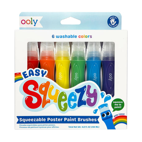 OOLY Easy Squeezy Squeezable Poster Paint Brushes - Easy Grip - Set of 6 - main product image