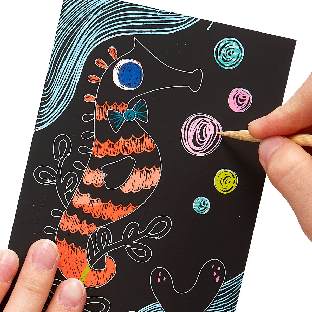 OOLY Scratch and Scribble Mini Scratch Art Kit - Friendly Fish - 8 Cards 1 Sticker Sheet - product image 3 of 6