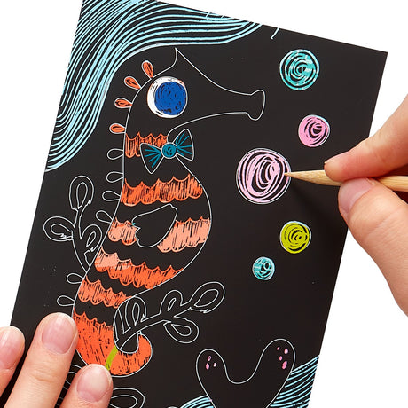 OOLY Scratch and Scribble Mini Scratch Art Kit - Friendly Fish - 8 Cards 1 Sticker Sheet - product image 3 of 6