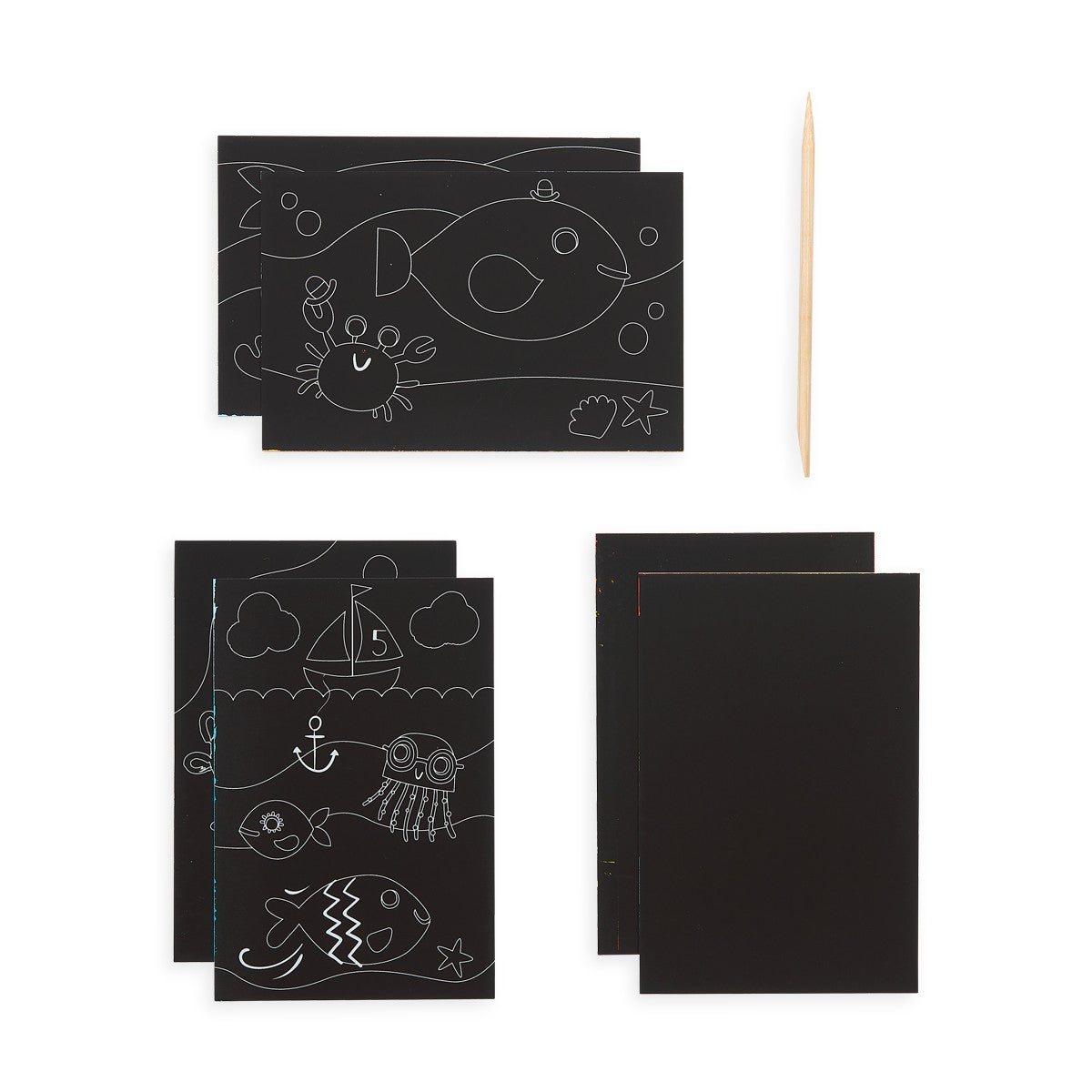 OOLY Scratch and Scribble Mini Scratch Art Kit - Friendly Fish - 8 Cards 1 Sticker Sheet - product image 5 of 6