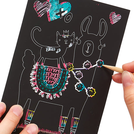 OOLY Scratch and Scribble Mini Scratch Art Kit - Funtastic Friends - 8 Cards 1 Sticker Sheet - product image 3 of 6