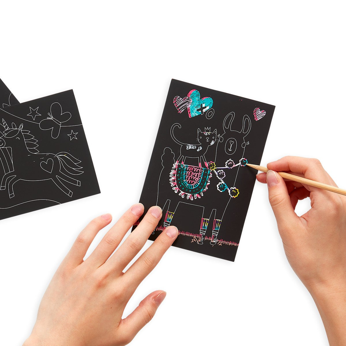 OOLY Scratch and Scribble Mini Scratch Art Kit - Funtastic Friends - 8 Cards 1 Sticker Sheet - product image 4 of 6