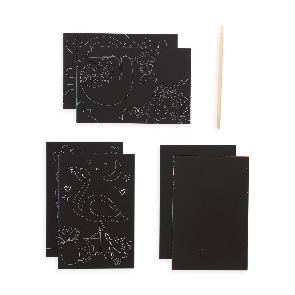 OOLY Scratch and Scribble Mini Scratch Art Kit - Funtastic Friends - 8 Cards 1 Sticker Sheet - product image 5 of 6