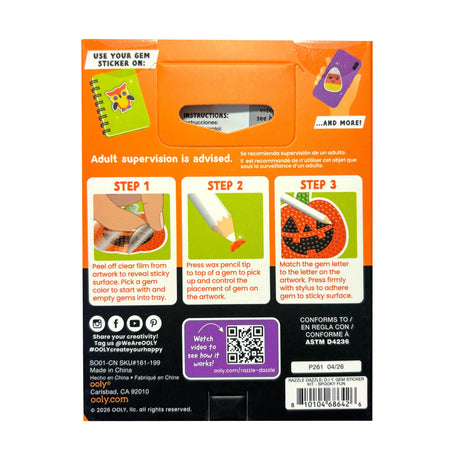 OOLY Razzle Dazzle Mini DIY Gem Sticker Kit - Spooky Fun - 8 Stickers - product image 8 of 8