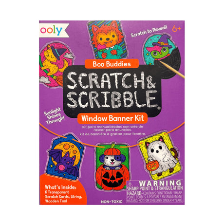OOLY Scratch & Scribble Mini Window Banner Kit - Boo Buddies - 6 Cards - main product image