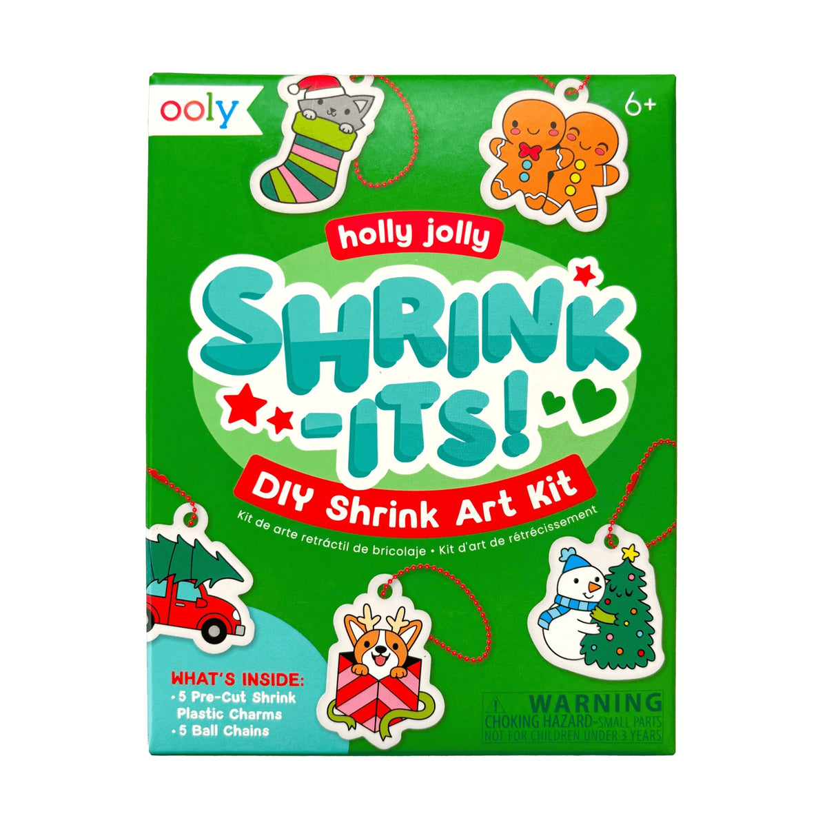 OOLY Shrink-Its! Mini DIY Shrink Art Kit - Holly Jolly - 5 Charms - main product image
