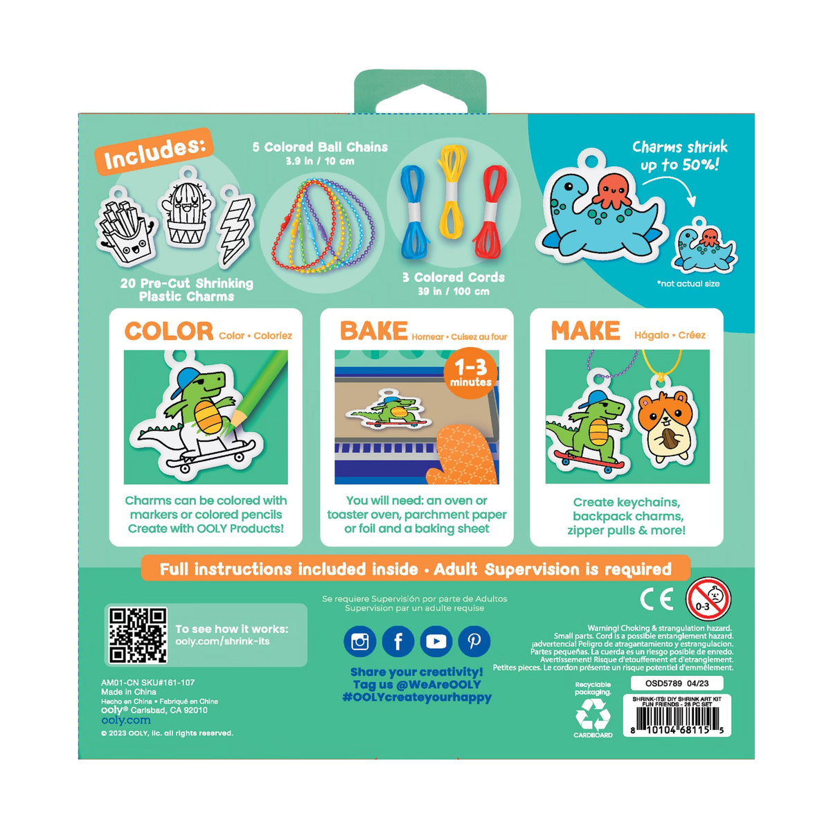 OOLY Shrink-Its!: D.I.Y. Shrink Art Kit - Fun Friends (28 PC Set) - product image 6 of 6