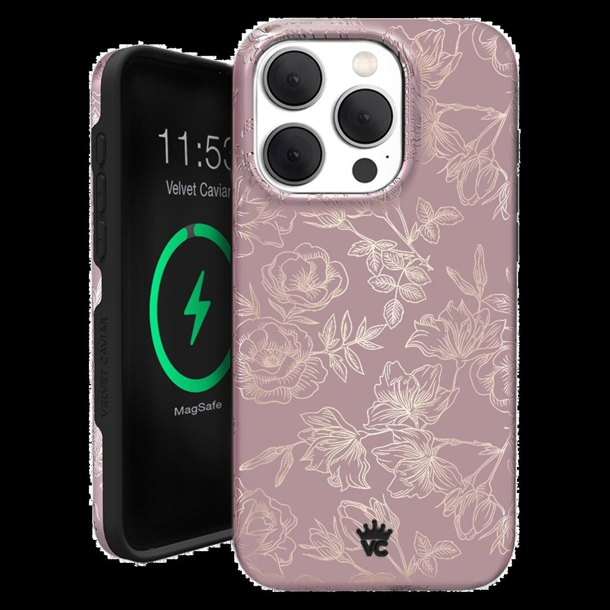 Velvet Caviar - Magsafe Case For Apple Iphone 15 Pro Max - Dusty Rose Chrome Floral