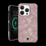 Velvet Caviar - Magsafe Case For Apple Iphone 15 Pro - Dusty Rose Chrome Floral