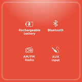 RadioShack AM/FM 2-Band Vintage Radio with Bluetooth Function and USB/TF ports 1202265