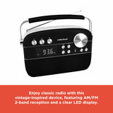 RadioShack AM/FM 2-Band Vintage Radio with Bluetooth Function and USB/TF ports 1202265