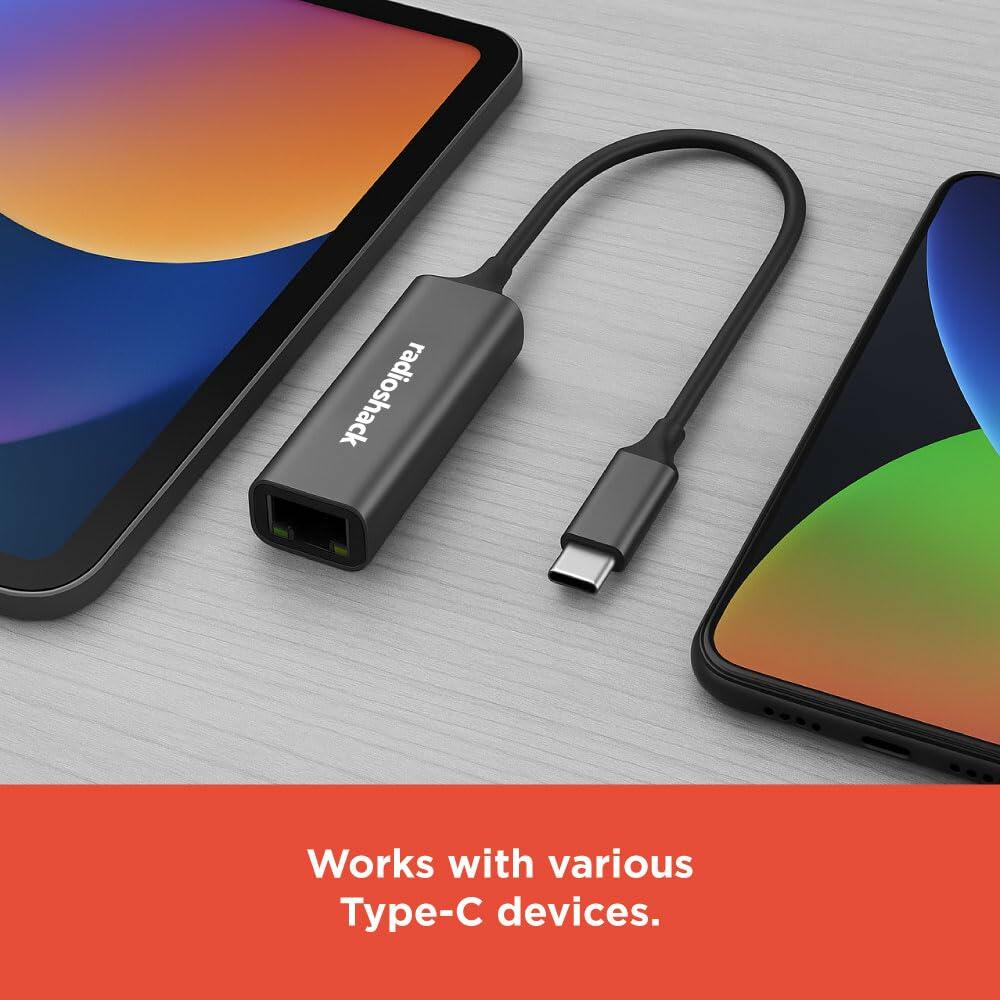 RadioShack Type-C to Ethernet Adapter 1503295 Black