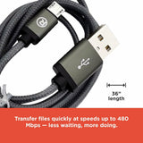 RadioShack USB 2.0 Male to Micro USB Male Braided Cable 3 Ft 2605135
