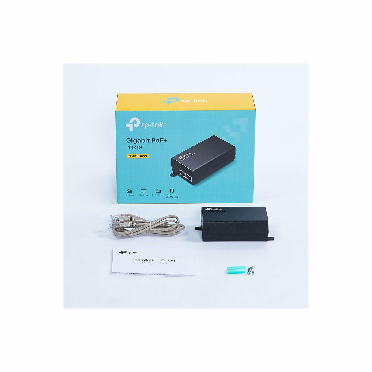 TP-Link PoE+ Injector Gigabit | Non-PoE to PoE Adapter | 802.3at/af Compliant | Up to 30W Power Budget | Wall Mountable | Plug&Play | Up to 100m(328 ft) | UL Certified(POE160S)