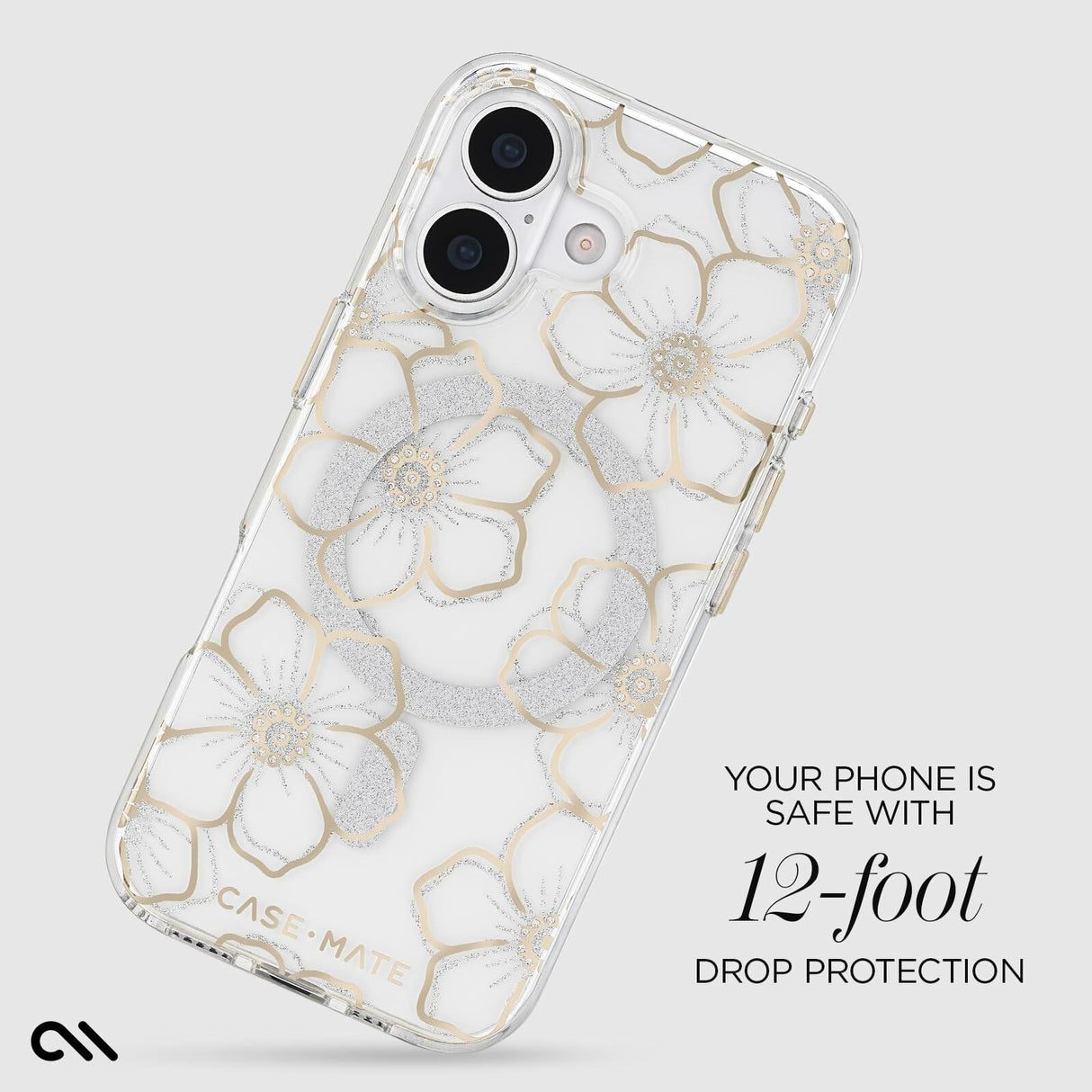 Case-Mate - Floral Gems MagSafe Case for Apple iPhone 17 - Gold