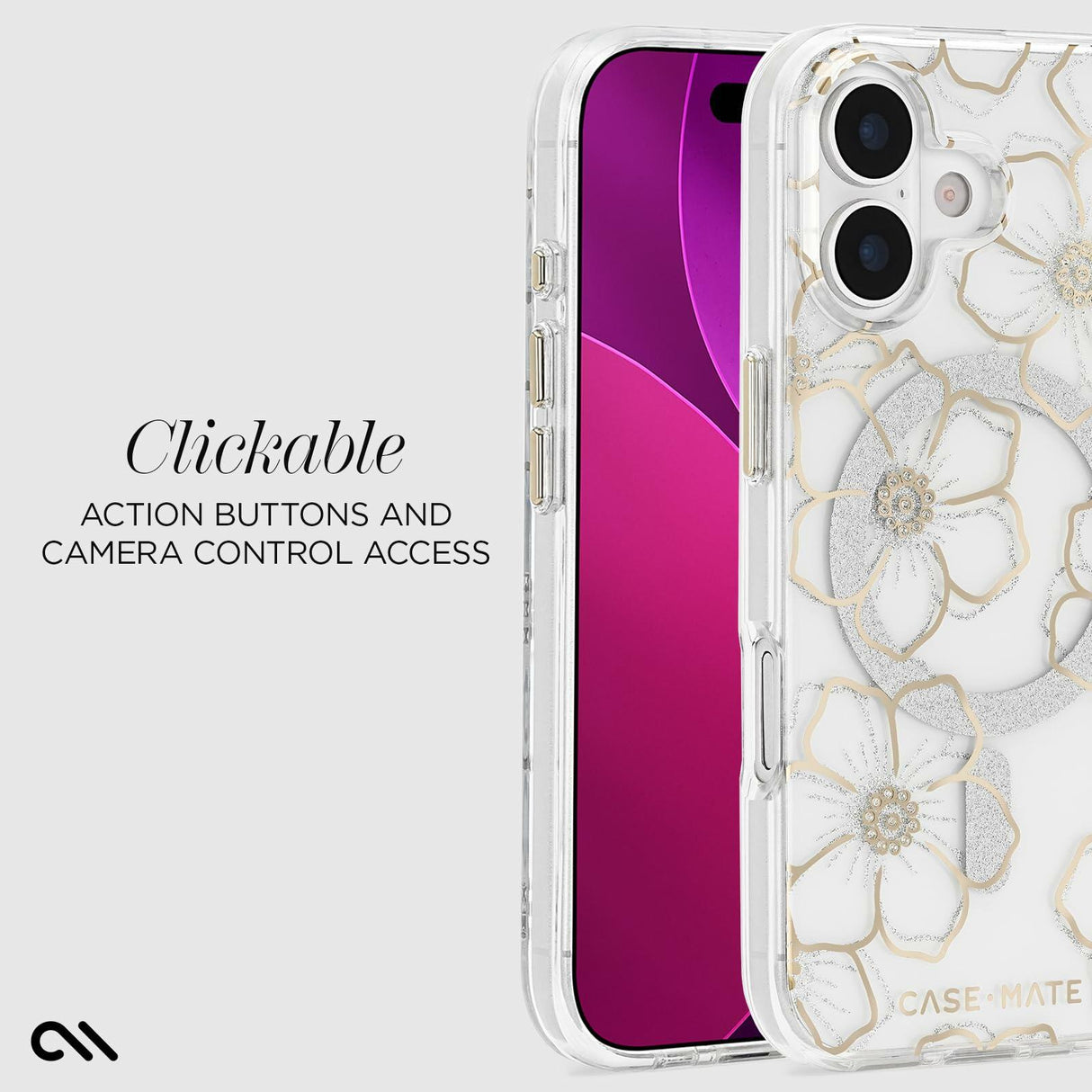 Case-Mate - Floral Gems MagSafe Case for Apple iPhone 17 - Gold