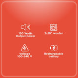 RadioShack Dual 10-inch 2-Way Rechargeable Battery Speaker Box 4001966