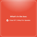 RadioShack Dual 10-inch 2-Way Rechargeable Battery Speaker Box 4001966