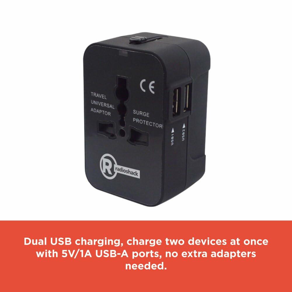 RadioShack Universal Travel Adapter  2 USB 2733316