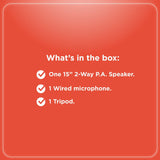 RadioShack 15-inch 20,000 RMS Speaker with Lights, FM Radio, and Rechargeable Battery 4001945