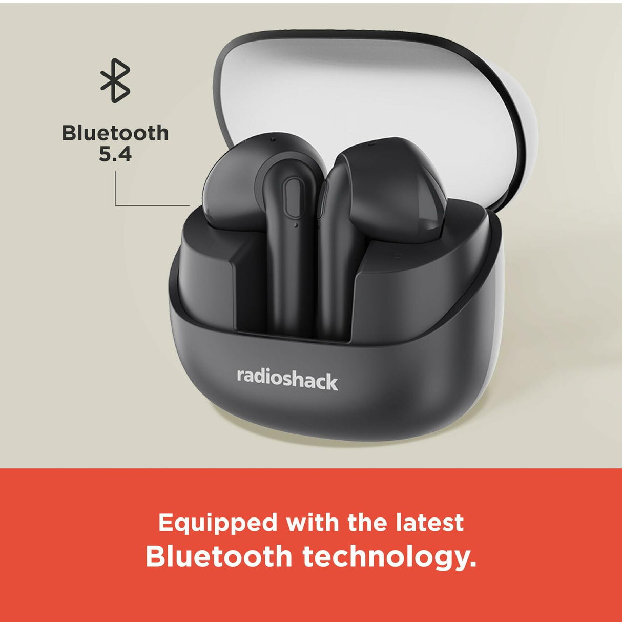 RadioShack ipx5 transparent case black tws earbuds 3304399