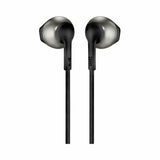 JBL Tune 205 - Wired Comfort-fit ergonomics Earbud Headphones, Pure Bass Sound, Tangle-Free Flat Cable with 1-Button Remote and Microphone (Black)