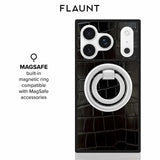 Flaunt Official Square Protective Case - Compatible with iPhone 17 Pro Max - Compatible with MagSafe & Wireless Charging - Drop-Tested & Shockproof - (Black Crocodile)