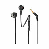 JBL Tune 205 - Wired Comfort-fit ergonomics Earbud Headphones, Pure Bass Sound, Tangle-Free Flat Cable with 1-Button Remote and Microphone (Black)