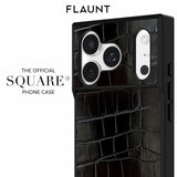 Flaunt Official Square Protective Case - Compatible with iPhone 17 Pro Max - Compatible with MagSafe & Wireless Charging - Drop-Tested & Shockproof - (Black Crocodile)