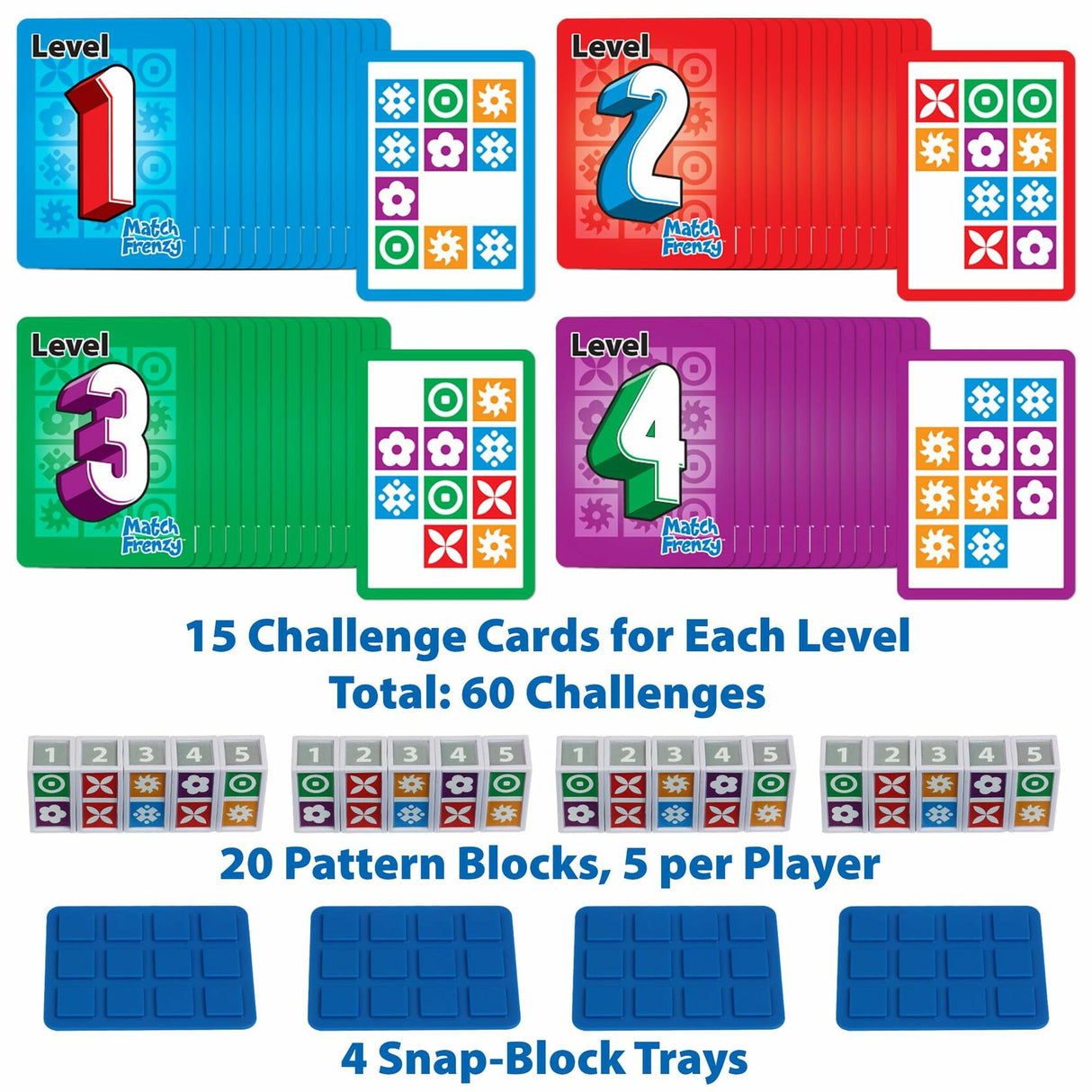 Funwares Match Frenzy: Portable Pattern Matching Puzzle Game, Family Mini Board Games, Perfect for Travel & Home Play, Road Trip Activities for Kids and Adults, Quick Set-Up - 4-Player