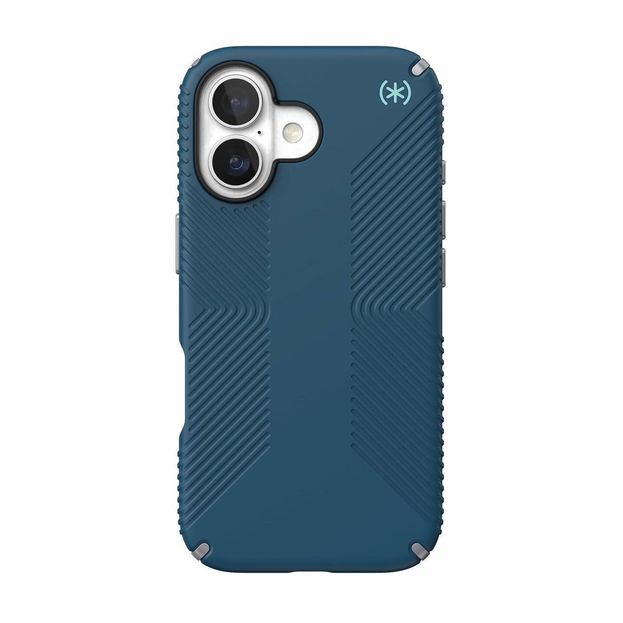 Speck PRESIDIO2 Grip for iPhone 17 Case, MagSafe-Compatible, Slim Protective Case, DEEP SEA/Silver Metallic/Spell Blue