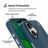 Speck PRESIDIO2 Grip for iPhone 17 Case, MagSafe-Compatible, Slim Protective Case, DEEP SEA/Silver Metallic/Spell Blue