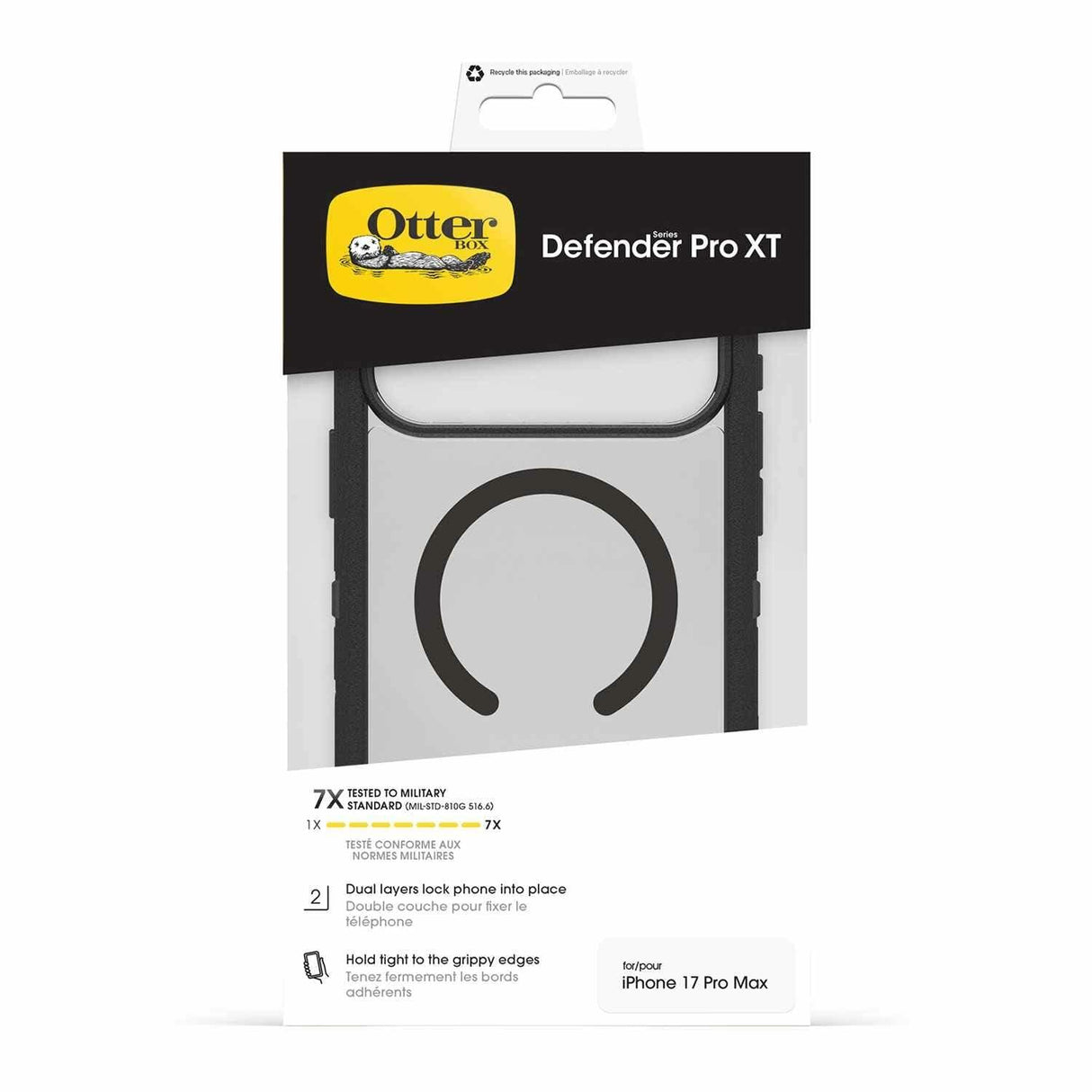 OtterBox Defender Pro XT Clear compatlble with MagSafe Case w/Camera Control iPhone 17 Pro Max Dark Side (Black)