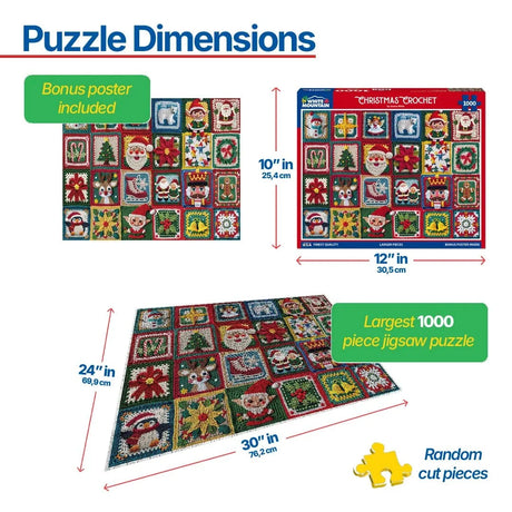 Christmas Crochet 1000 piece jigsaw puzzle by White Mountain Puzzles, finished size 24 x 30 inches