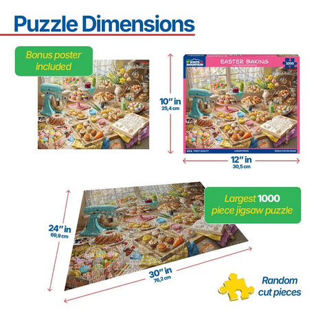 Easter Baking 1000 piece jigsaw puzzle by White Mountain Puzzles, finished size 24 x 30 inches