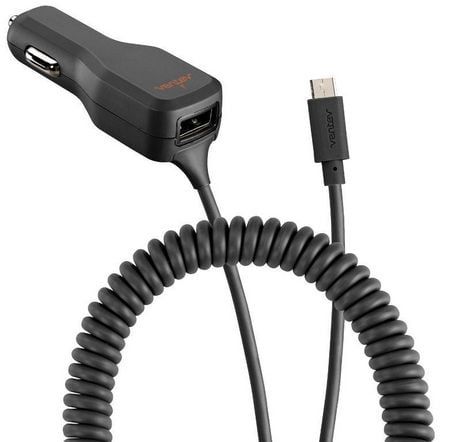 Ventev - 17w Dashport R2340c Dual Car Charger With Usb A And Connected Micro Usb Cable - Gray