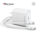 PowerPeak ULTRAFAST 30W PPS High Speed USB C Wall Charger with Type C 6 ft cable -White - image 1