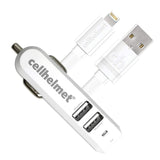 Cellhelmet - Three Port Car Charger 4.8a With Apple Lightning Cable 3ft - White