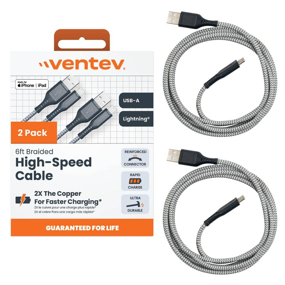 2 Pack Braided Cables - Usb A To Lightning