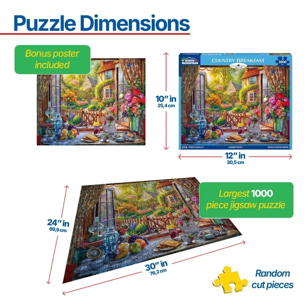 White Mountain Puzzles - Country Breakfast - 1000 Piece Jigsaw Puzzle - view 3
