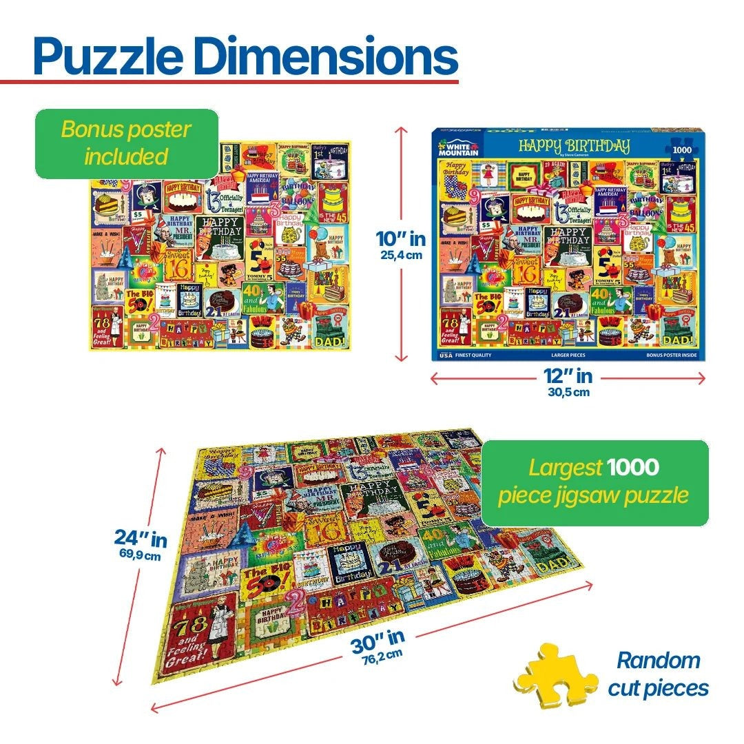 White Mountain Puzzles - Happy Birthday - 1000 Piece Jigsaw Puzzle - view 3